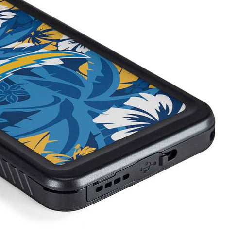 NFL Los Angeles Chargers Tropical Print Galaxy S23 Waterproof Case