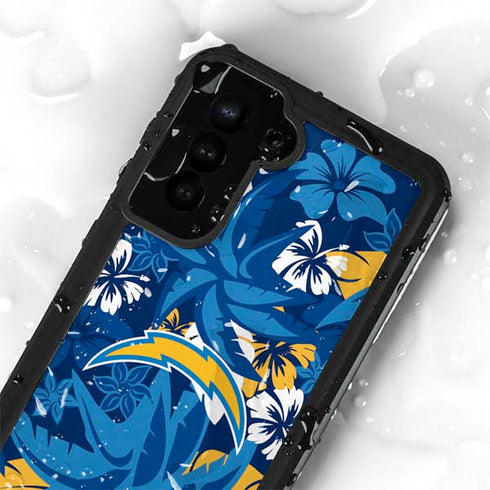 NFL Los Angeles Chargers Tropical Print Galaxy S23 Waterproof Case