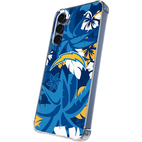 NFL Los Angeles Chargers Tropical Print Galaxy S24 Clear Case