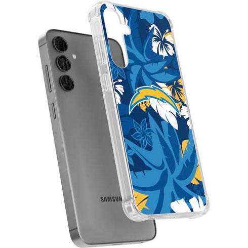 NFL Los Angeles Chargers Tropical Print Galaxy S24 Plus Clear Case