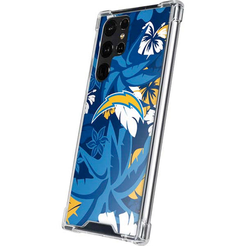 NFL Los Angeles Chargers Tropical Print Galaxy S24 Ultra Clear Case