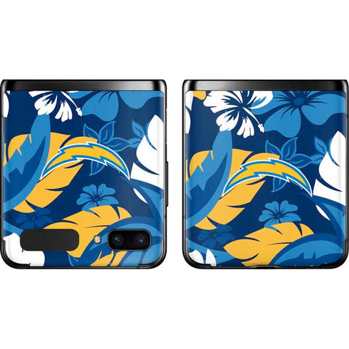NFL Los Angeles Chargers Tropical Print Galaxy Z Flip Skin