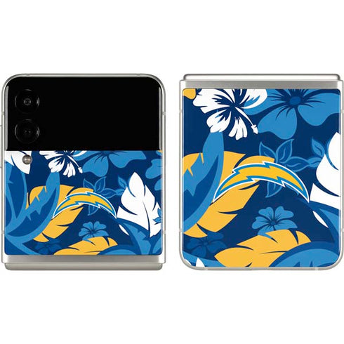 NFL Los Angeles Chargers Tropical Print Galaxy Z Flip3 5G Skin
