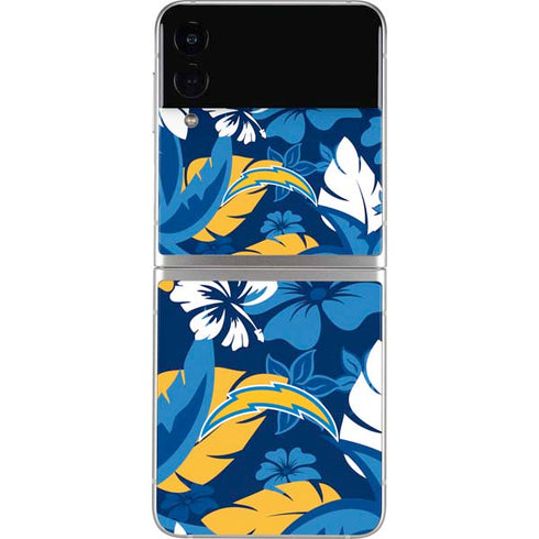 NFL Los Angeles Chargers Tropical Print Galaxy Z Flip3 5G Skin