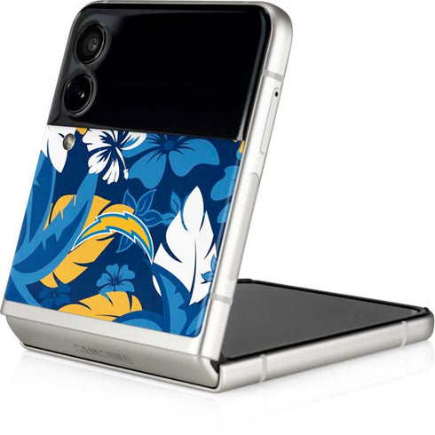 NFL Los Angeles Chargers Tropical Print Galaxy Z Flip3 5G Skin