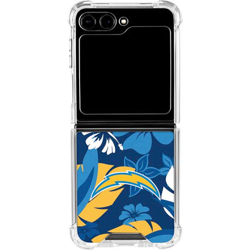 NFL Los Angeles Chargers Tropical Print Galaxy Z Flip5 5G Clear Case