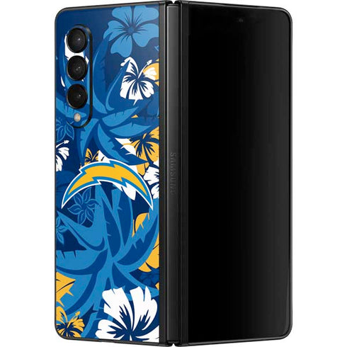 NFL Los Angeles Chargers Tropical Print Galaxy Z Fold3 5G Skin