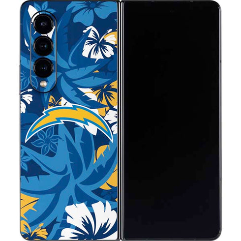 NFL Los Angeles Chargers Tropical Print Galaxy Z Fold4 5G Skin