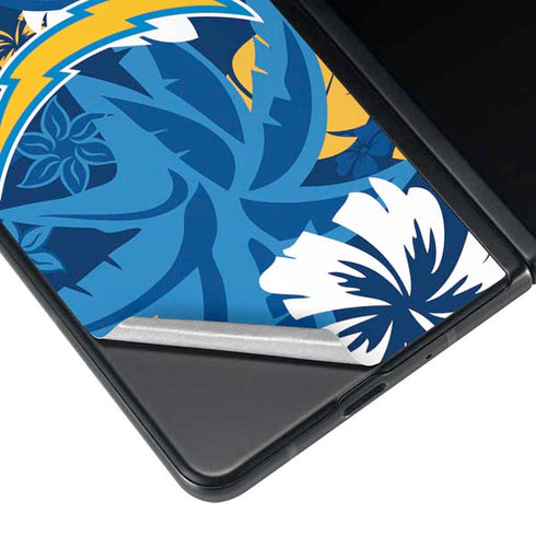 NFL Los Angeles Chargers Tropical Print Galaxy Z Fold4 5G Skin