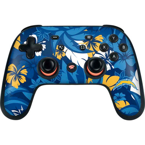 NFL Los Angeles Chargers Tropical Print Google Stadia Controller Skin