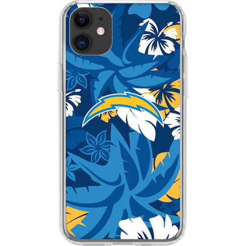NFL Los Angeles Chargers Tropical Print iPhone 11 Clear Case