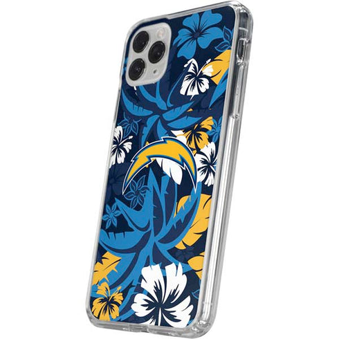 NFL Los Angeles Chargers Tropical Print iPhone 11 Pro Clear Case
