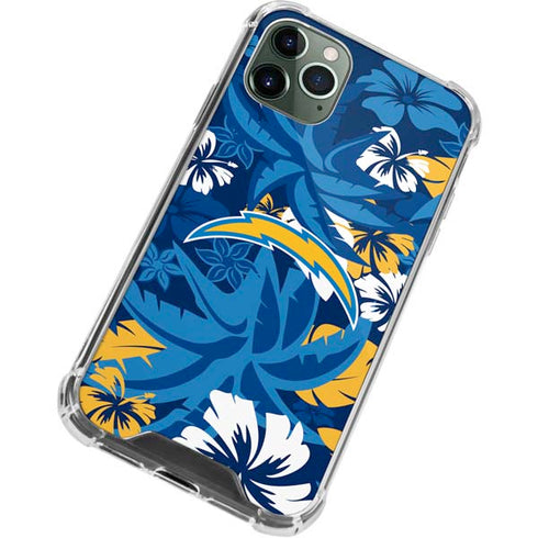 NFL Los Angeles Chargers Tropical Print iPhone 11 Pro Max Clear Case