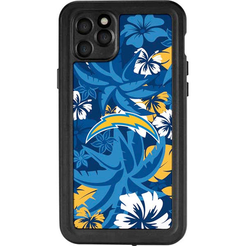NFL Los Angeles Chargers Tropical Print iPhone 11 Pro Max Waterproof Case