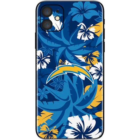 NFL Los Angeles Chargers Tropical Print iPhone 11 Skin