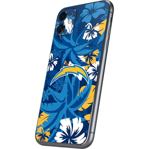 NFL Los Angeles Chargers Tropical Print iPhone 11 Skin