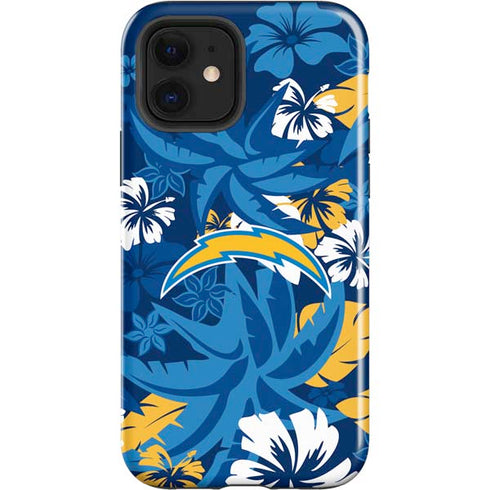 NFL Los Angeles Chargers Tropical Print iPhone 12 Impact Case