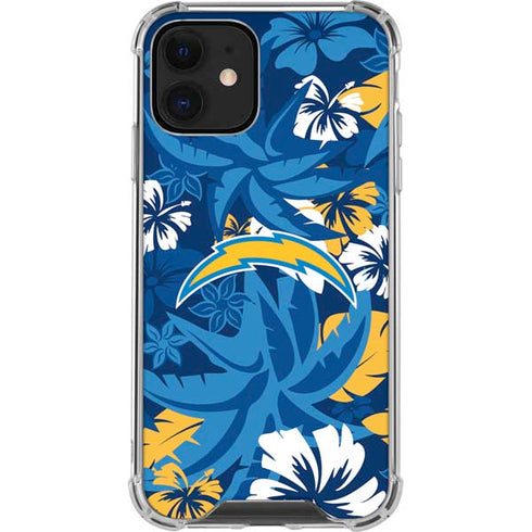 NFL Los Angeles Chargers Tropical Print iPhone 12 Mini Clear Case