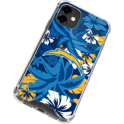 NFL Los Angeles Chargers Tropical Print iPhone 12 Mini Clear Case