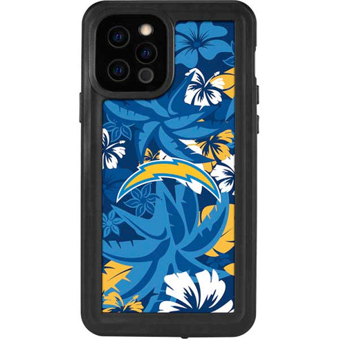 NFL Los Angeles Chargers Tropical Print iPhone 12 Pro Waterproof Case