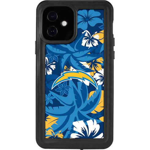 NFL Los Angeles Chargers Tropical Print iPhone 12 Waterproof Case