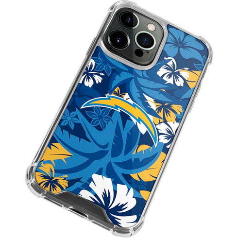 NFL Los Angeles Chargers Tropical Print iPhone 13 Pro Clear Case