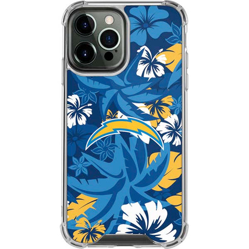 NFL Los Angeles Chargers Tropical Print iPhone 13 Pro Max Clear Case