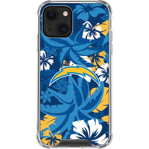 NFL Los Angeles Chargers Tropical Print iPhone 14 Clear Case