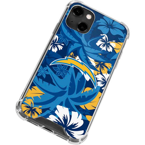 NFL Los Angeles Chargers Tropical Print iPhone 14 Clear Case