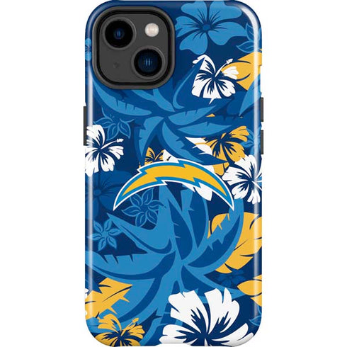 NFL Los Angeles Chargers Tropical Print iPhone 15 Plus Impact Case