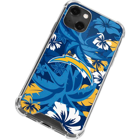 NFL Los Angeles Chargers Tropical Print iPhone 15 Plus Clear Case