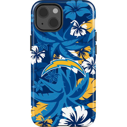 NFL Los Angeles Chargers Tropical Print iPhone 15 Impact Case
