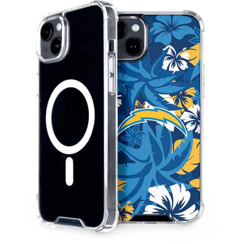 NFL Los Angeles Chargers Tropical Print iPhone 14 Plus MagSafe Case