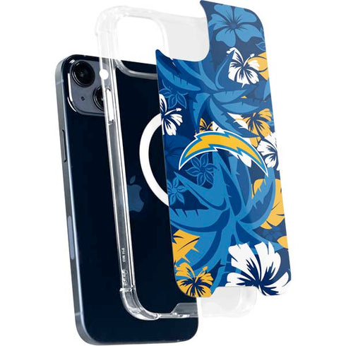 NFL Los Angeles Chargers Tropical Print iPhone 14 Plus MagSafe Case