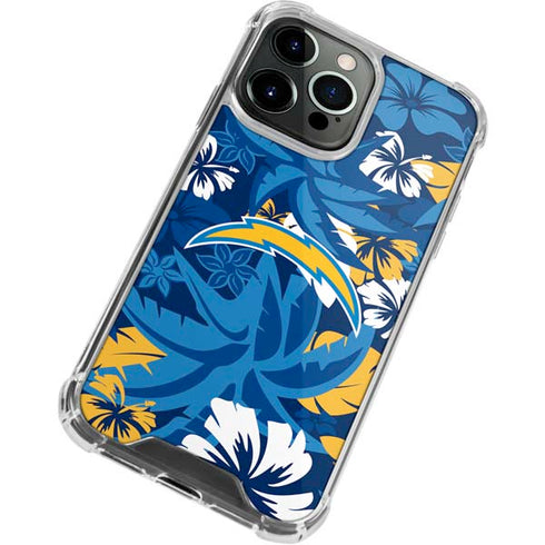 NFL Los Angeles Chargers Tropical Print iPhone 15 Pro Max Clear Case