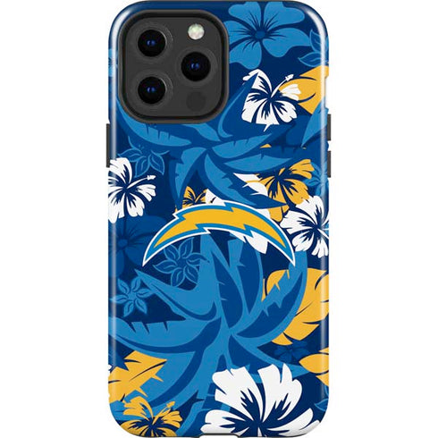 NFL Los Angeles Chargers Tropical Print iPhone 15 Pro Max Impact Case