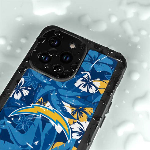 NFL Los Angeles Chargers Tropical Print iPhone 14 Pro Max Waterproof Case