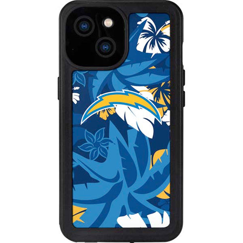 NFL Los Angeles Chargers Tropical Print iPhone 15 Waterproof Case