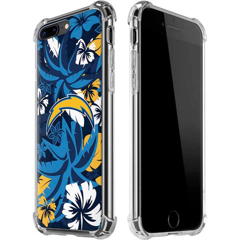 NFL Los Angeles Chargers Tropical Print iPhone 7/8 Plus Clear Case