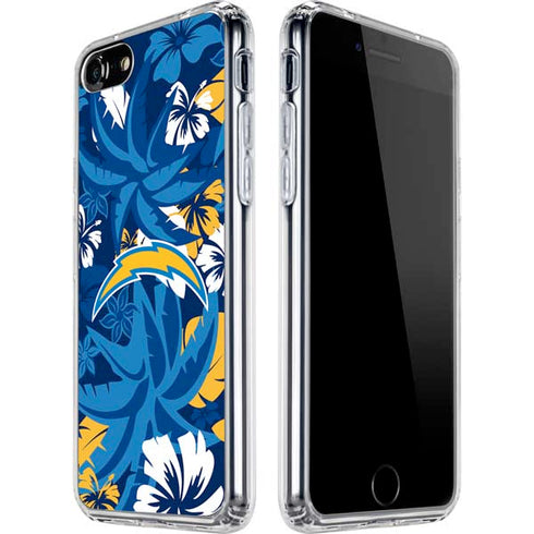 NFL Los Angeles Chargers Tropical Print iPhone SE (2nd & 3rd Gen) Clear Case