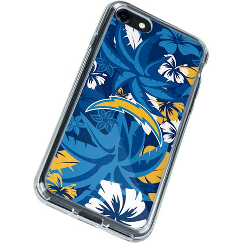 NFL Los Angeles Chargers Tropical Print iPhone SE (2nd & 3rd Gen) Clear Case