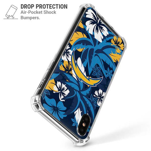 NFL Los Angeles Chargers Tropical Print iPhone X/XS Clear Case