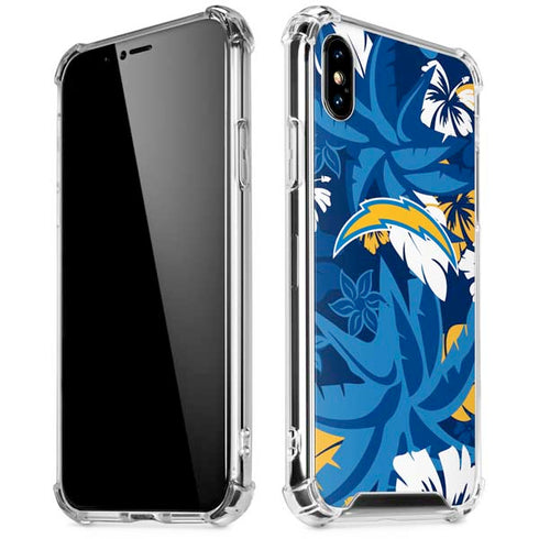 NFL Los Angeles Chargers Tropical Print iPhone XS Max Clear Case