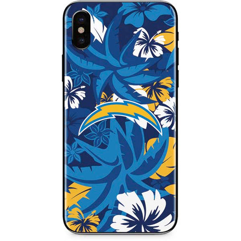 NFL Los Angeles Chargers Tropical Print iPhone XS Skin