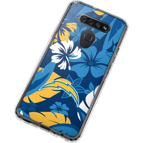 NFL Los Angeles Chargers Tropical Print LG K51/Q51 Clear Case