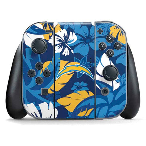 NFL Los Angeles Chargers Tropical Print Nintendo Switch (2017-2021) Joy-Con Controller Skin