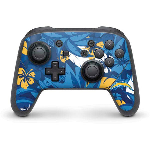 NFL Los Angeles Chargers Tropical Print Nintendo Switch Pro Controller Skin