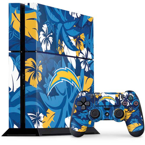NFL Los Angeles Chargers Tropical Print PS4 Console and Controller Bundle Skin