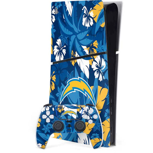 NFL Los Angeles Chargers Tropical Print PS5 Slim Digital Edition Console Skin