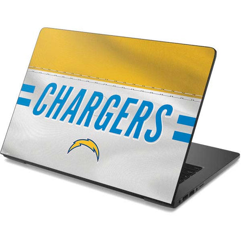 NFL Los Angeles Chargers White Striped Dell Chromebook Skin